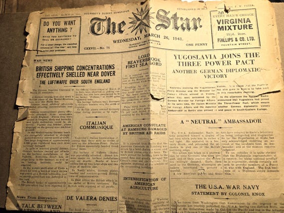 1941 Nazi Controlled Guernsey Island Newspaper