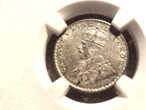 1928-B British India Silver 1/4 Rupee MS62
