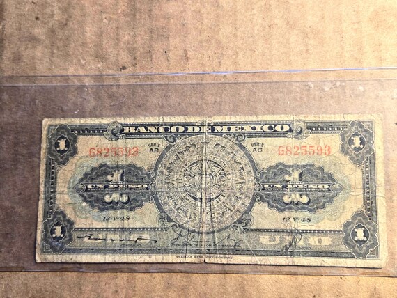 1948 Mexico One Peso Banknote