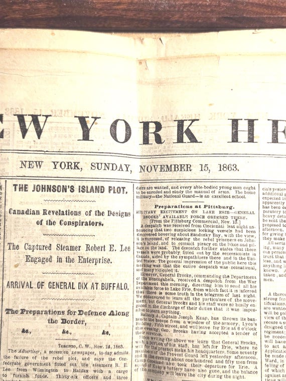 1863 New York Herald Newspaper