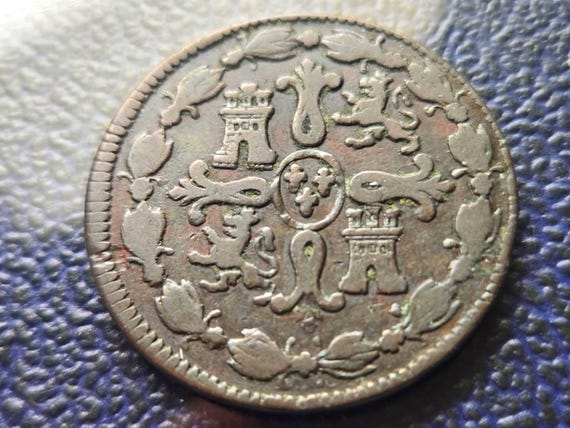 1821 Spain 8 Maravedis Some Corrosion 31MM