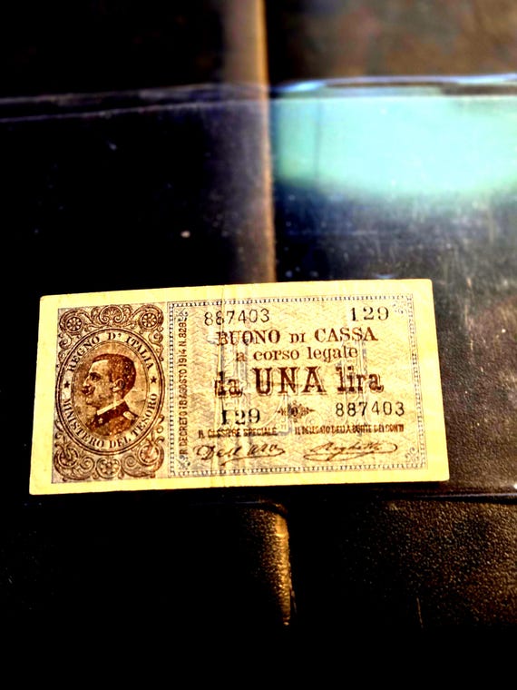1914 Italy One Lire Banknote