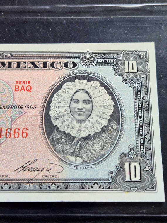 1965 Mexico 10 Pesos Unc. Banknote