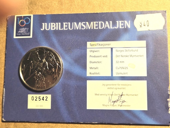 2008 Norway Commemorative Medal 100 Years Of Norwegian Olympic Skiing 32MM