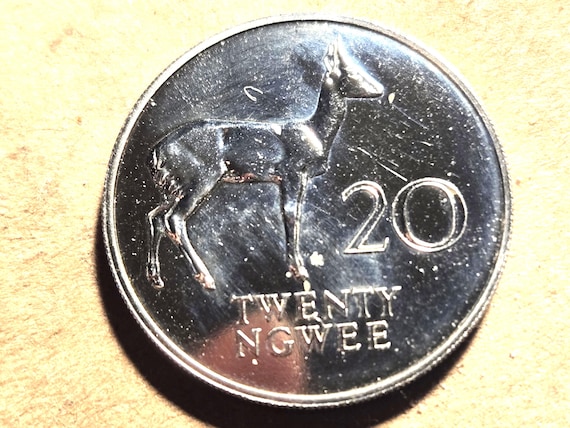 1978 Zambia Proof 20 Ngwee Bohur Reedbuck