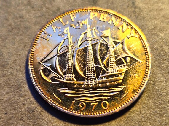 1970 Great Britain Proof Half Penny "Great" Toning