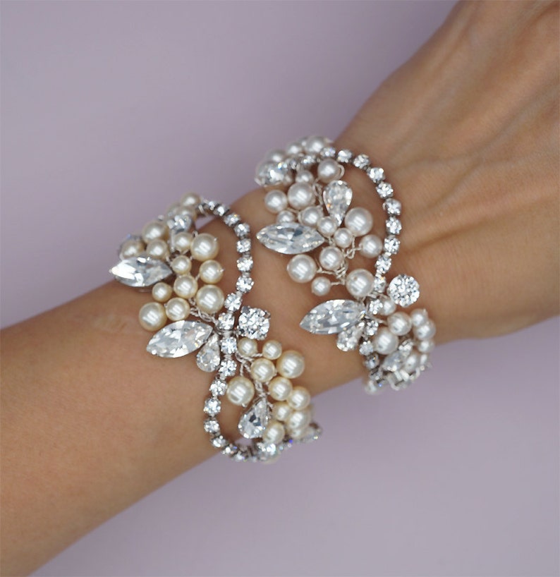 Cuff Bracelet Bridal Bracelet Pearl Wedding Bracelet Wide Etsy