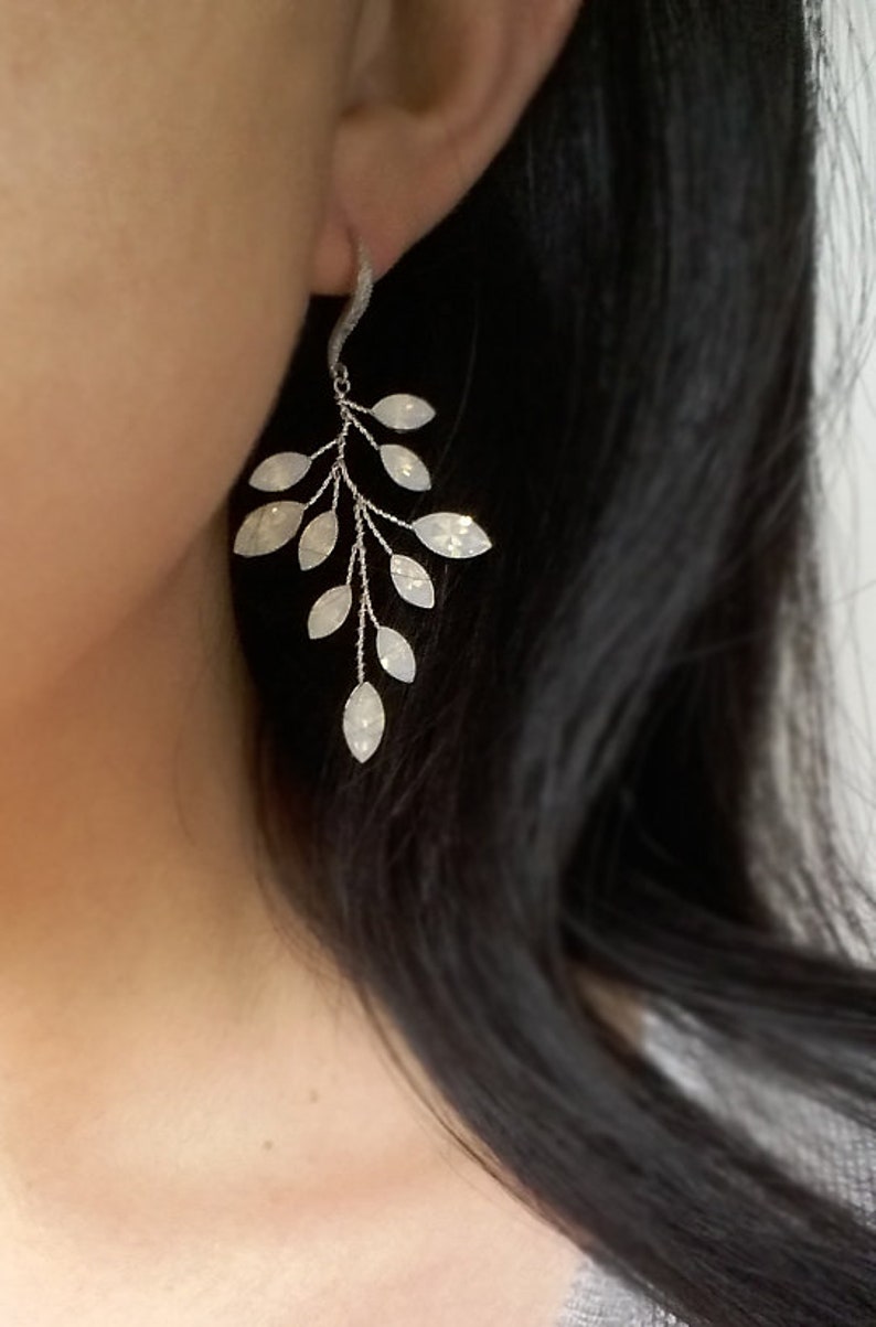 Vine Earrings Silver Wedding Earrings Rose Gold Earrings Etsy