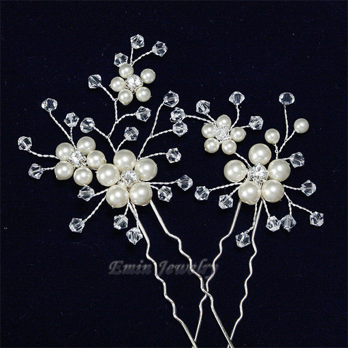 2 Bridal Hair Pin Set Pearls Hair Accessories Light Ivory Etsy