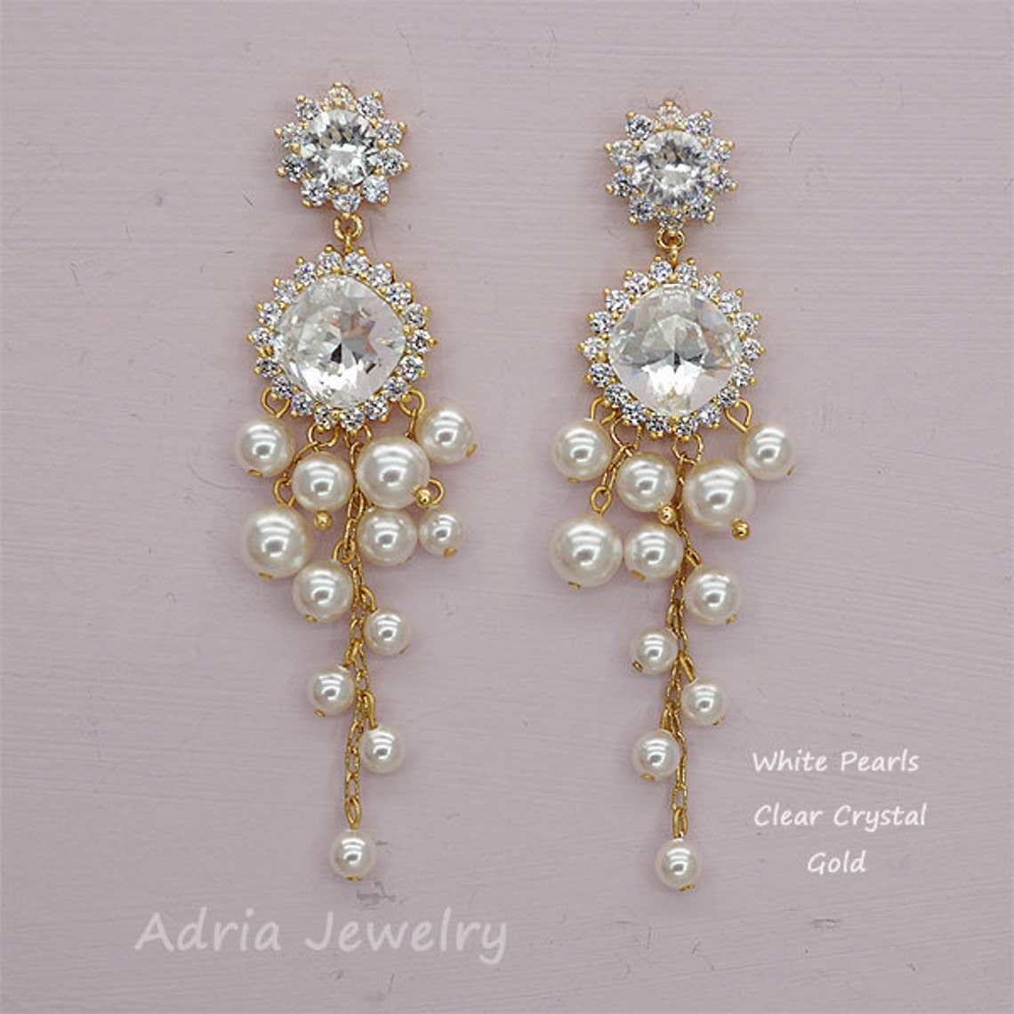 Chandelier Earringsivory Pearl Wedding Earrings Swarovski Etsy Canada
