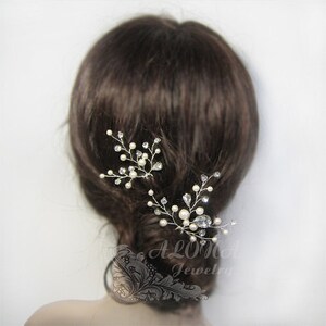 Bridal Hair Pins, Wedding Hair Clips, Bridal Hair Accessories, Wedding hair pin, Rhinestone Hair pins, Pearls Wedding Hair pins EU T1512011 image 3