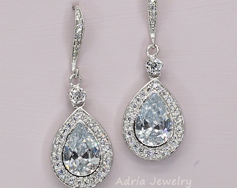 Crystal Bridal Earrings Rhinestone Wedding Earrings Tear Drop Earrings Pear Drop Earrings Classic Wedding Earrings Crystal Bridal Jewelry
