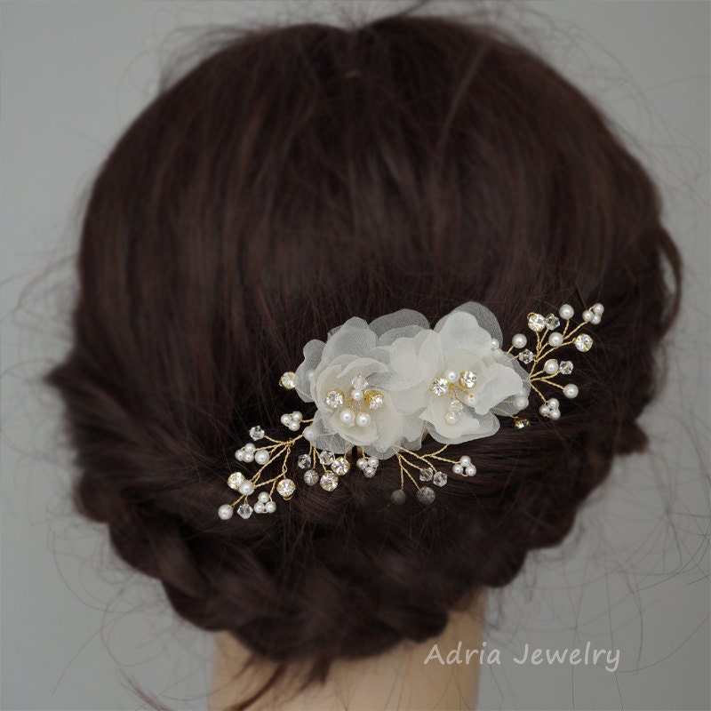 Gold Wedding Headpieces Silk Flower Hair Combs Bridal Hair Etsy