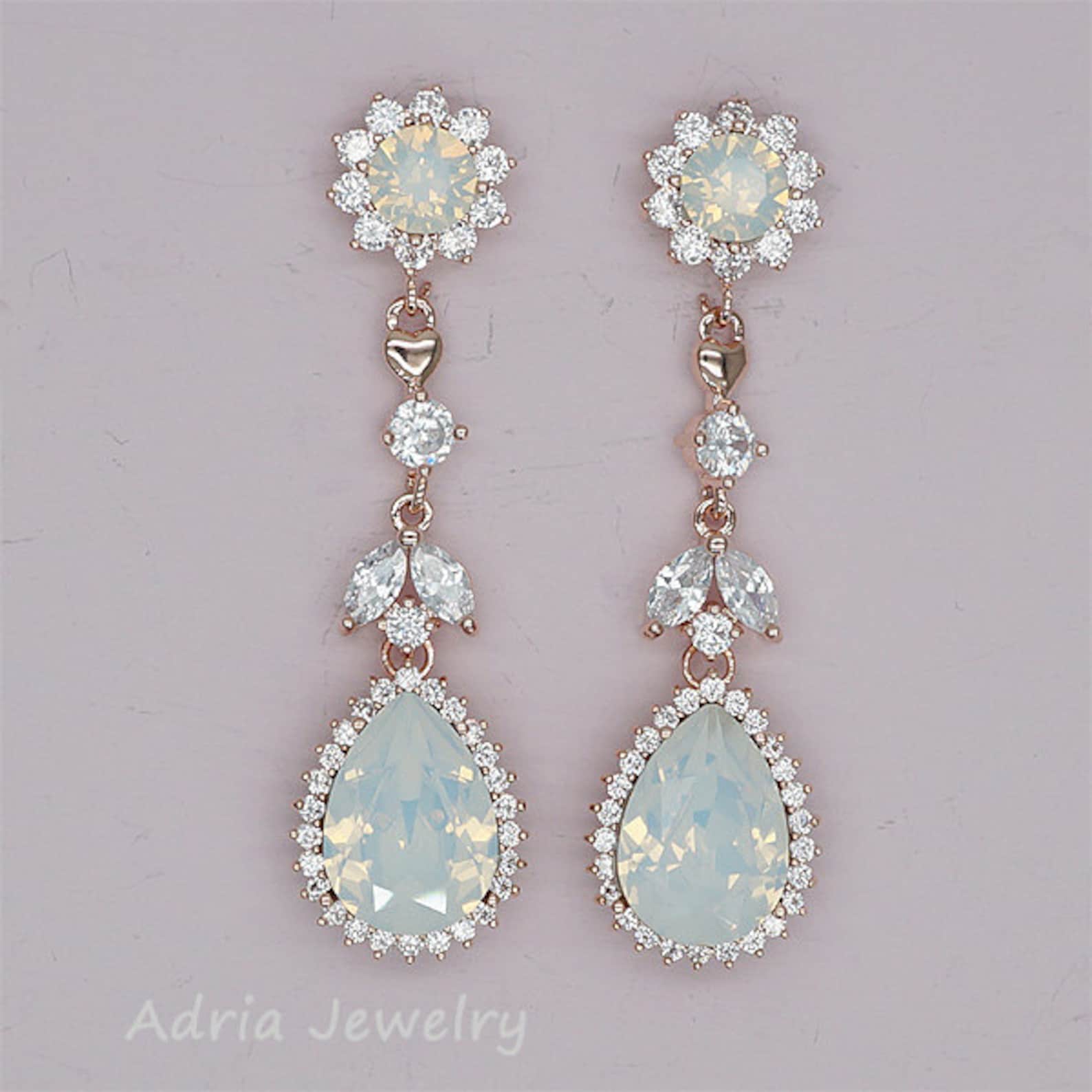 Wedding Clip on Earrings Clipon Wedding Earrings White Opal Etsy