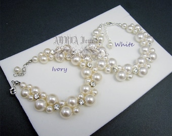 Pearl & Mother of Pearl 8.5" Gray & White Details about   NEW Beaded Chunky Flower Bracelet
