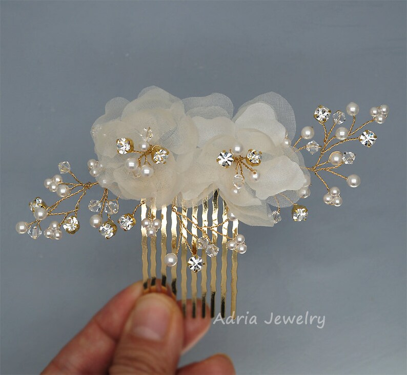 Gold Wedding Headpieces Silk Flower Hair Combs Bridal Hair Etsy
