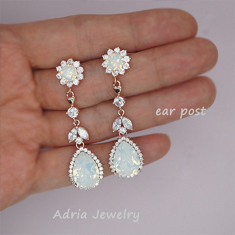 Wedding Clip on Earrings Clipon Wedding Earrings White Opal Etsy