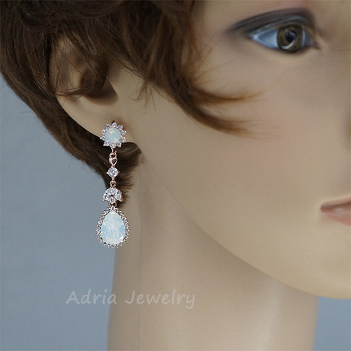 Wedding Clip on Earrings Clipon Wedding Earrings White Opal Etsy