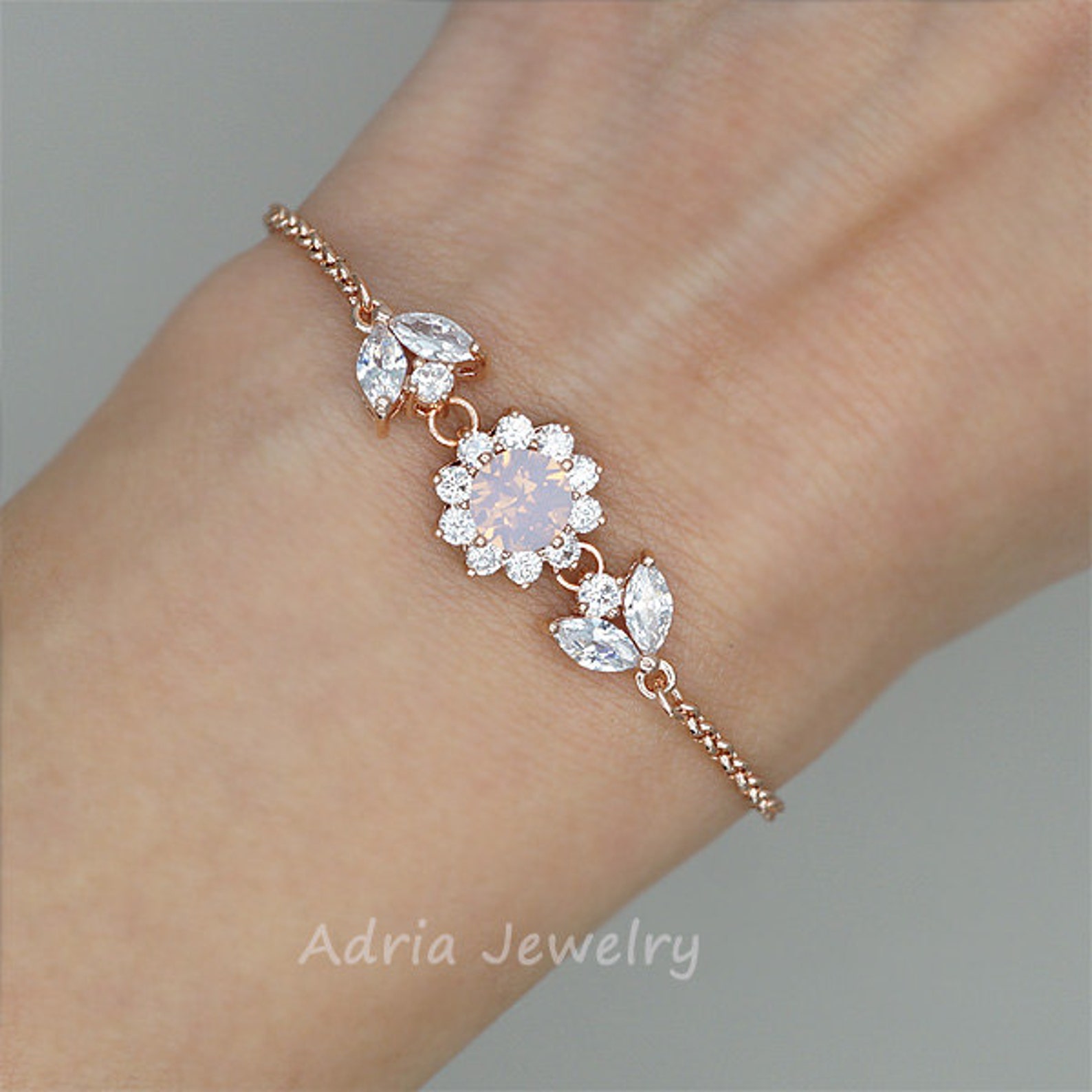 Blush Pink Bracelet Rose Gold Bracelet Blush Pink Bridesmaid Etsy