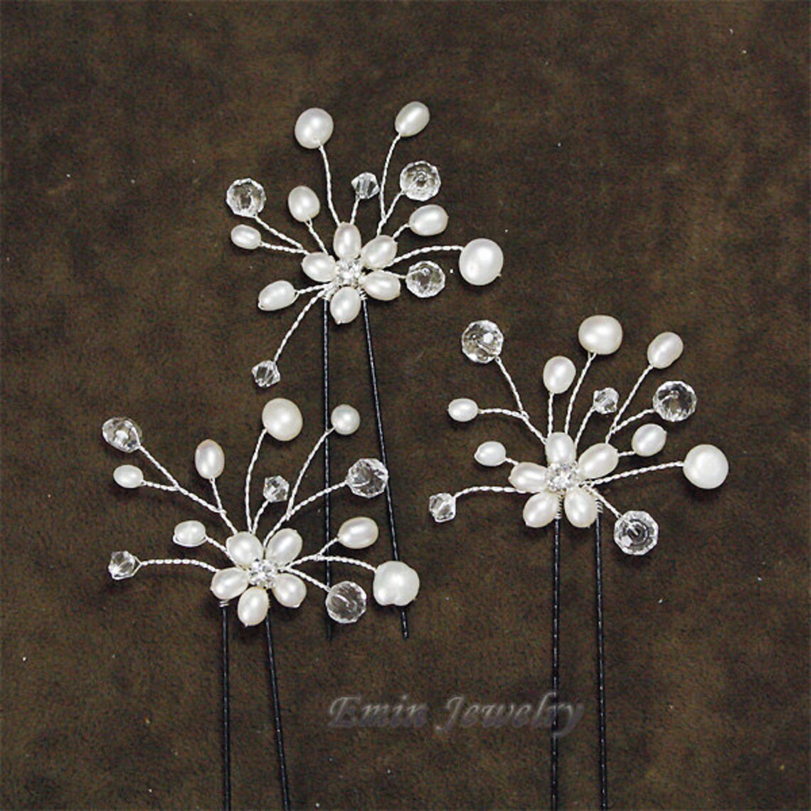 3 Bridal Hair Pin Set H0003 Bridal Hair Pins Wedding Etsy