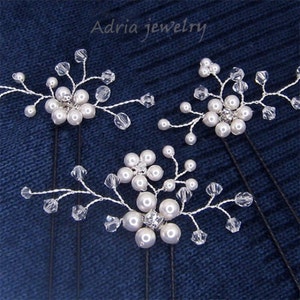 Ivory Pearl Clip Gold Bridal Hair Pins, Wedding Hair Accessories, Swarovski Pearl Wedding Hair Pins, Bridal Hair Pieces T12056 image 1