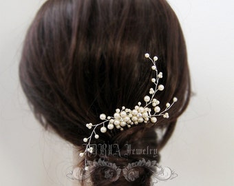 Ivory Pearl Rhinestone Floral Vine Bridal Hair Comb - Wedding Hair Combs Bridesmaid Comb Bride Comb Hair Accessories H20