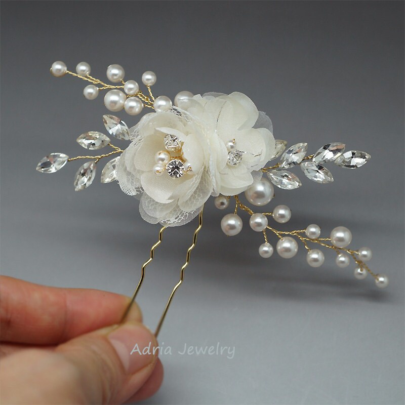 Gold Bridal Headpieces Silk Flowers Hair Clips Rhinestone Etsy