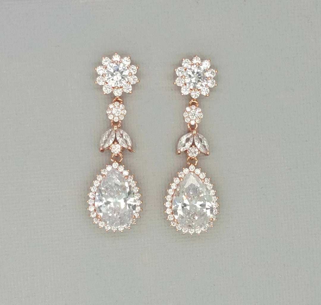 Swarovski Crystal Teardrop Wedding Earrings, Classic Vintage Style ...