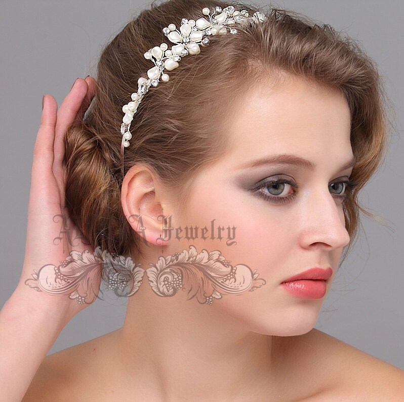 Wedding Hair Accessories Bridal Headband Ivory White Pearls Etsy UK