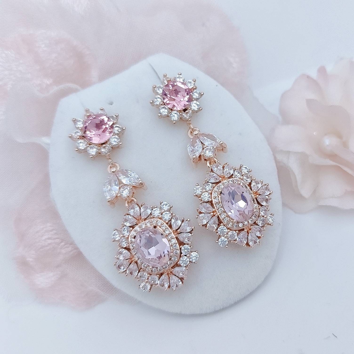 Pink wedding shop earrings