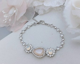 Beige Bracelet Cream Bridal Bracelet Ivory Crystal Wedding Bracelet Rose Gold Bridal Bracelet Swarovski Rhinestone Jewelry