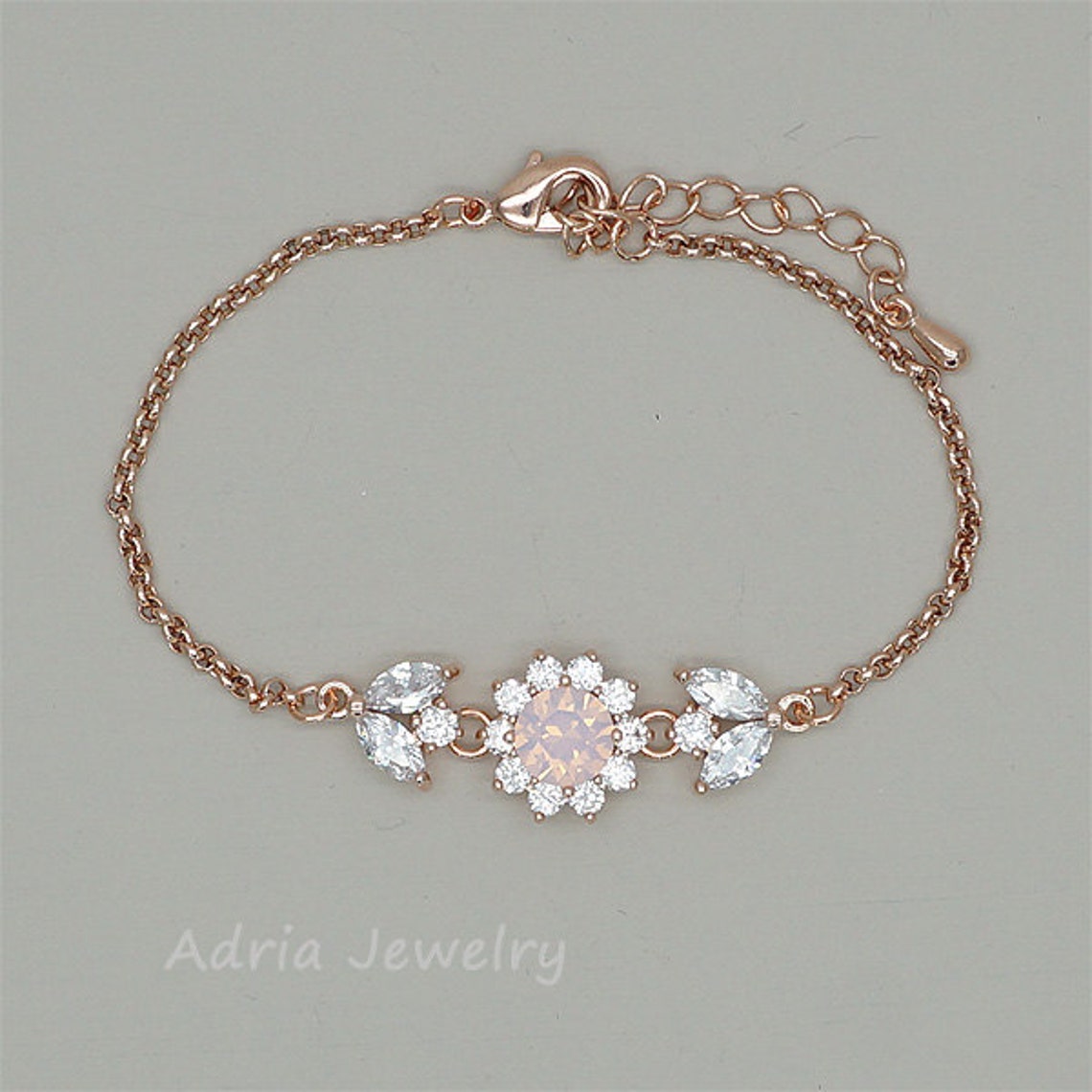 Blush Pink Bracelet Rose Gold Bracelet Blush Pink Bridesmaid Etsy