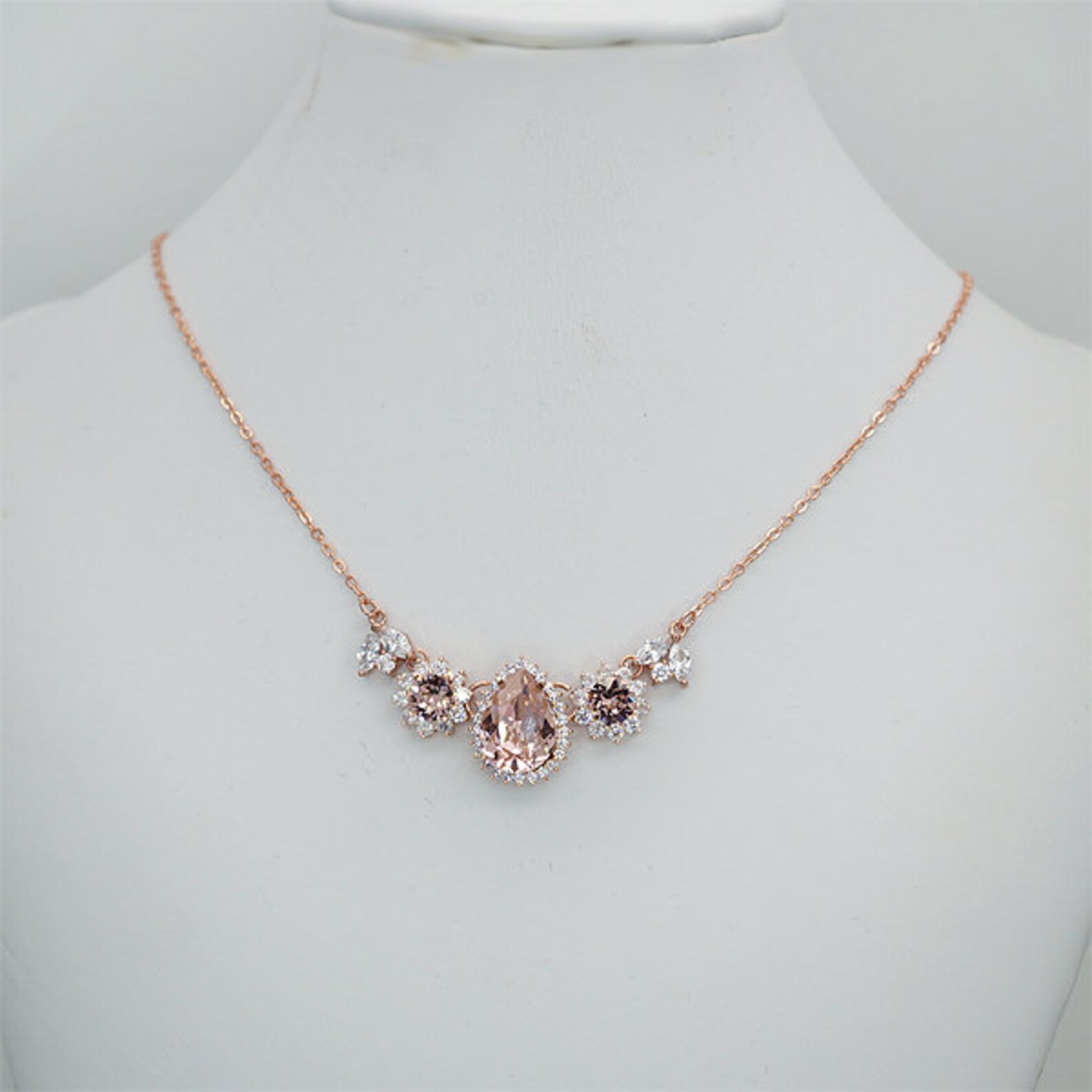 Backdrop Bridal Necklace Blush Back Drop Necklace Back Drop Etsy