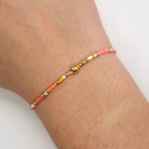 14k Gold Filled Stretch Bracelet- Sunrise | 2mm seed bead bracelet| gold and color bracelet | stacking bracelet | waterproof jewelry