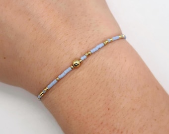 14k Gold Filled Periwinkle Seed Bead Bracelet | Waterproof Stacking Jewelry