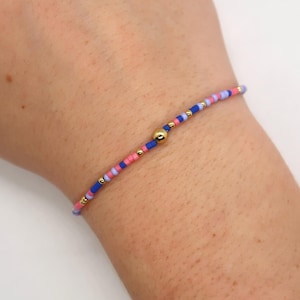 14k Gold Filled Stretch Armband - Sonnenuntergang | 2 mm perlenarmband| Gold und Farbe Armband | Stapelarmband | wasserfester Schmuck