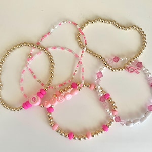 3 mm guldfyllt armband för bröstcancermedvetenhet | Mattsäker stapling