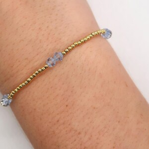 14k Gold Filled Clear Gem Stretch Bracelet- Lee |gold and Gem bead bracelet | gold color bracelet | stacking bracelet |waterproof jewelry