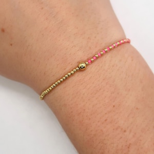 14k Gold Filled 2mm Purple Stretch Bracelet- Mauri |gold and seed bead bracelet | gold color bracelet | stacking bracelet|waterproof jewelry
