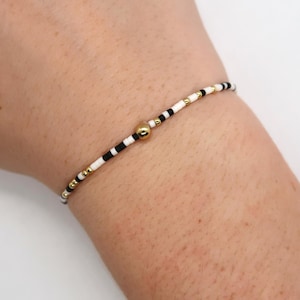 14k Gold Filled Stretch Bracelet- Zebra | 2mm seed bead bracelet| gold and color bracelet | stacking bracelet | waterproof jewelry