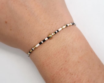 14k Gold Filled Stretch Bracelet- Zebra | 2mm seed bead bracelet| gold and color bracelet | stacking bracelet | waterproof jewelry