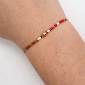 14k Gold Filled  Stretch Bracelet- Ho Ho Ho | 2mm seed bead bracelet| gold holiday bracelet | stacking bracelet | waterproof jewelry