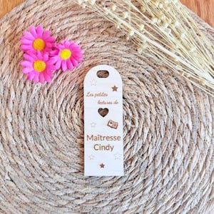 Personalized wooden bookmark gift for teacher, nanny, ATSEM, end of school year