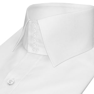 Camicia bianca da uomo con collo alto, modello Windsor, collo largo inglese, 6 bottoni, 100% cotone, camicia da gala per cena sul red carpet, stile discoteca