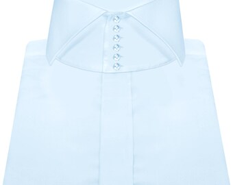 Handmade Sky Blue Cotton Dress Shirt: High Cutaway Italian  display picture 1