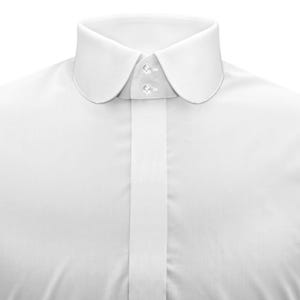 Men&#39;s White Cotton Hidden Placket Shirt Shelby Brothers Inspired Retro Penny Round Tip Club Collar Shirt Designer Preppy Formal Shirt
