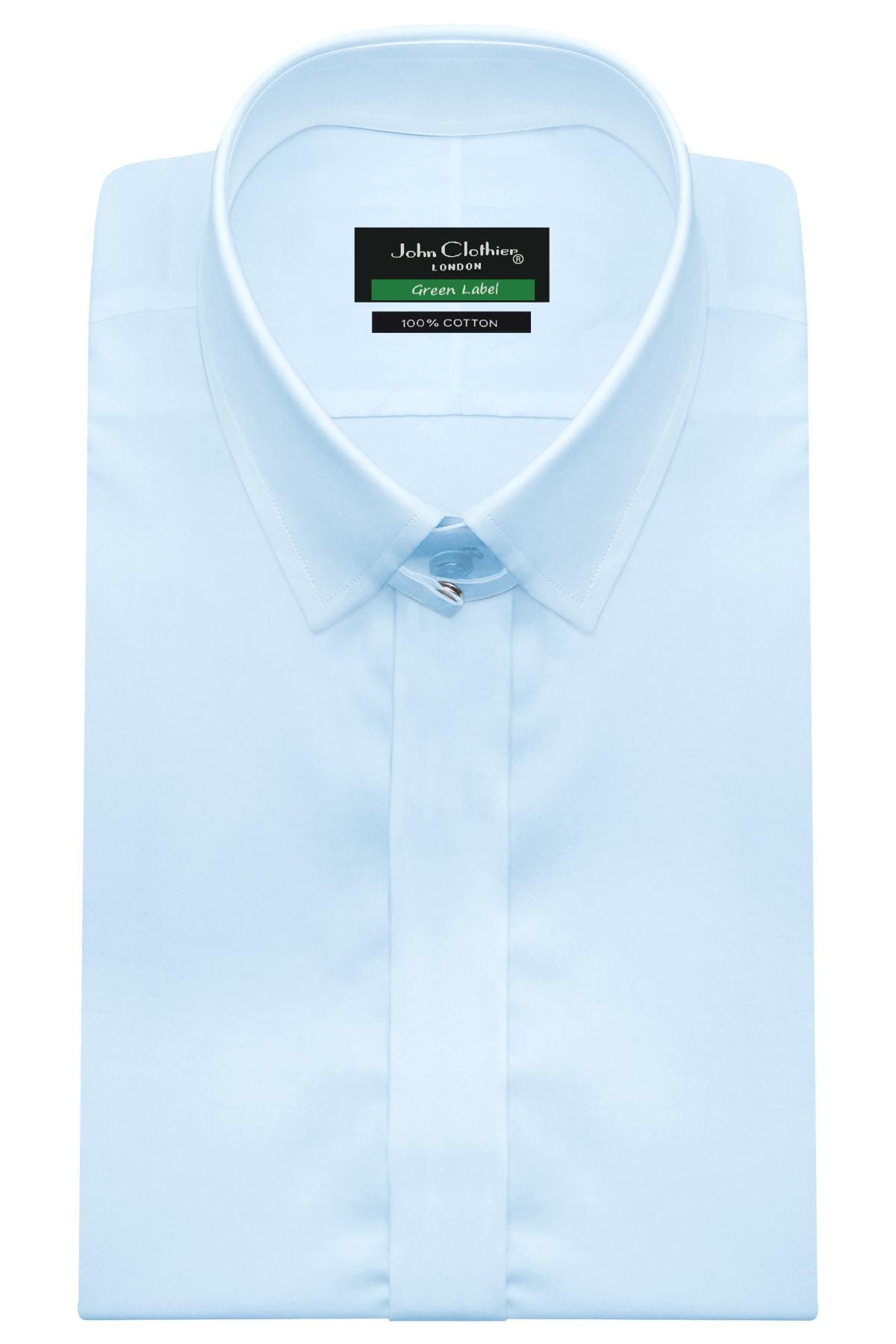 Sky Blue Cotton Tab Collar Dress Shirt: Handmade Formal Wear - Etsy