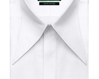 Vintage 1970s Pointed Collar Cotton Shirt, Handmade Retro Disco Costume