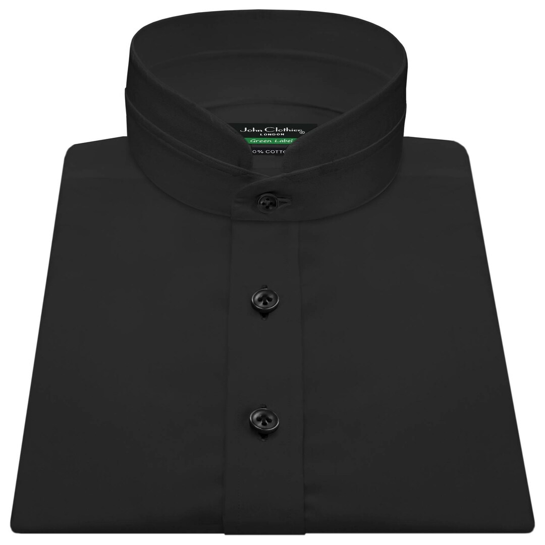 nehru dress shirts Mens White Nehru Collar Shirt + Removable Collar