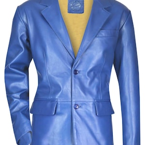 Men&#39;s Western Suit Designer Formal Classic Wear Business Overcoat Genuine Sheepskin Leather Jacket Two Button Dinner Party Blazer